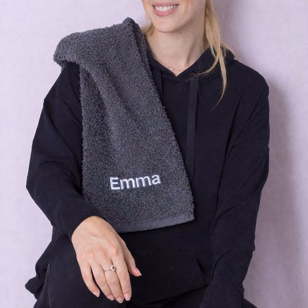 Duncan Stewart Personalised Grey Cotton Terry Gym Towel, W/H: 30 x 90 cm – 6