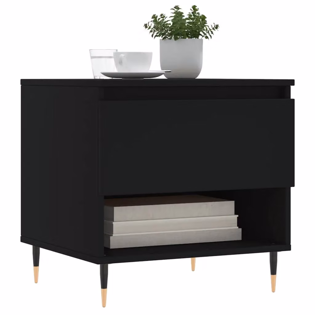 Berkfield Home Set of 2 Modern Black Square Coffee Tables in Engineered Wood, W/D/H: 50 x 46 x 50 cm – 2