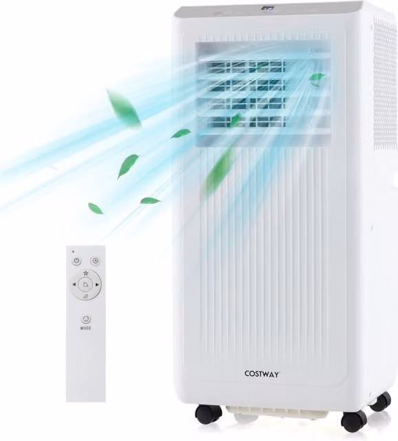 Costway 7000 BTU Monobloc Portable Air Conditioner with Wheels and Window Sealing Kit, White