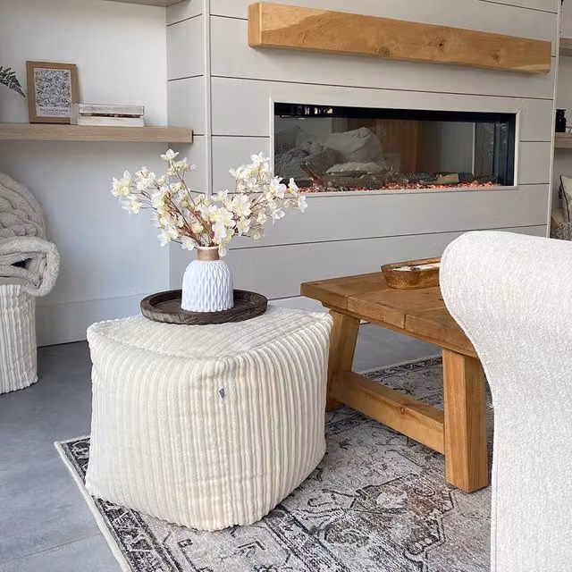 rucomfy Indoor Jumbo Cord Cube Pouffe Footstool in Ivory – 1