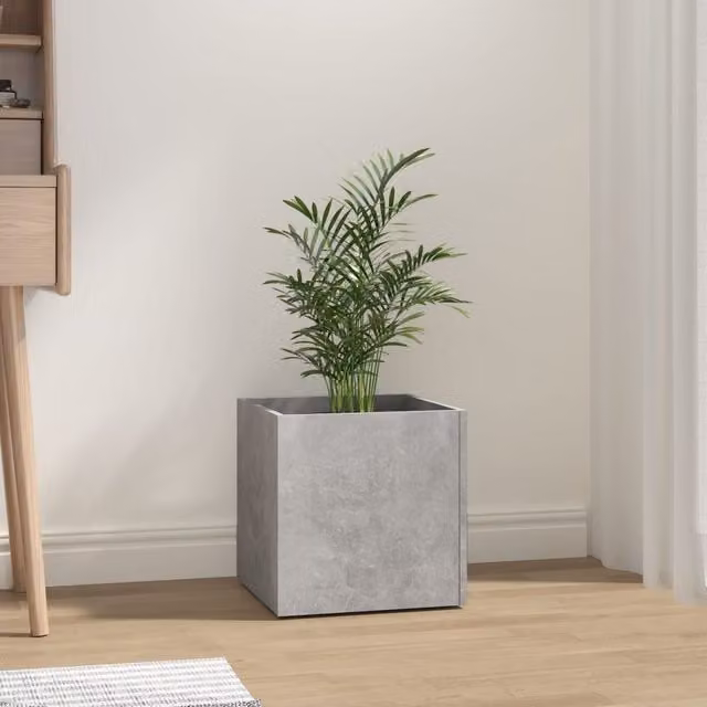 Berkfield Home Square Planter Box in Grey Concrete and Wood, W/D/H: 40 x 40 x 40 cm – 1