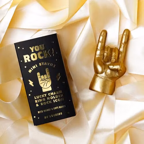 Suck UK You Rock Gold Hand Charm Metal Tabletop Desk Ornament and Ring Holder – 7