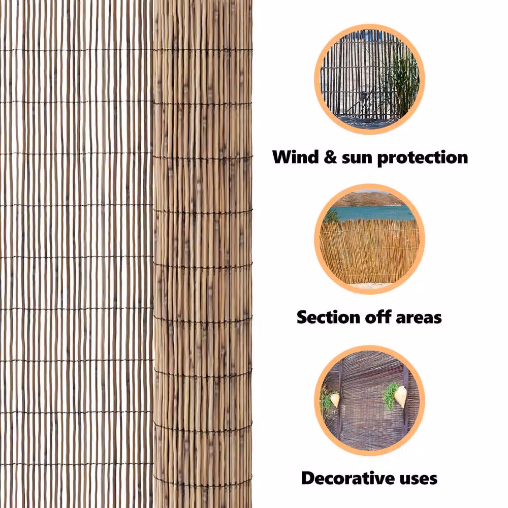 Berkfield Home Garden Brown Woven Reed Fence Mat, W: 600 cm, H: 160 cm – 3