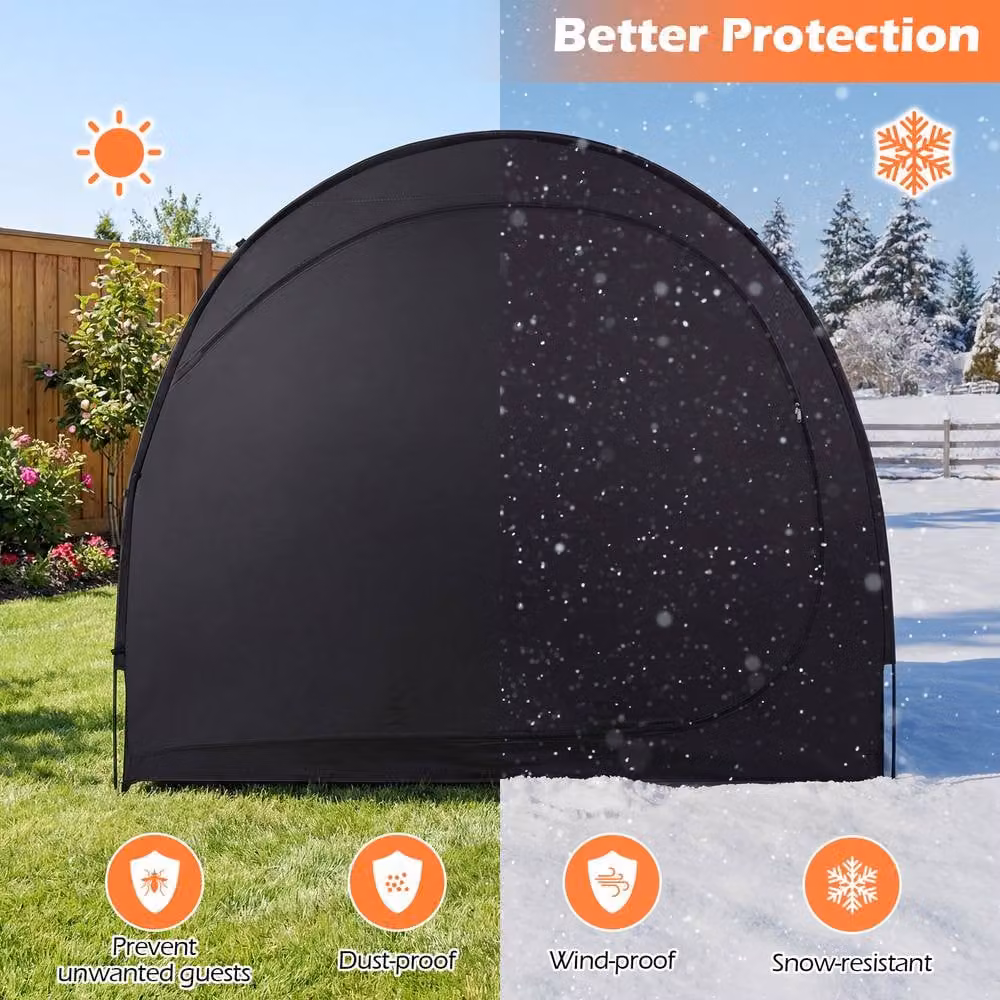 Costway Portable Bicycle Storage Tent with Floor Mat and Zippered Door in Black and Silver, W/D/H: 171 x 123 x 123 cm – 9