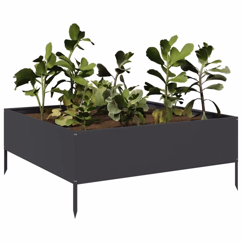 Berkfield Home Garden Black Steel Raised Bed W/D/H: 100 x 100 x 25 cm – 3