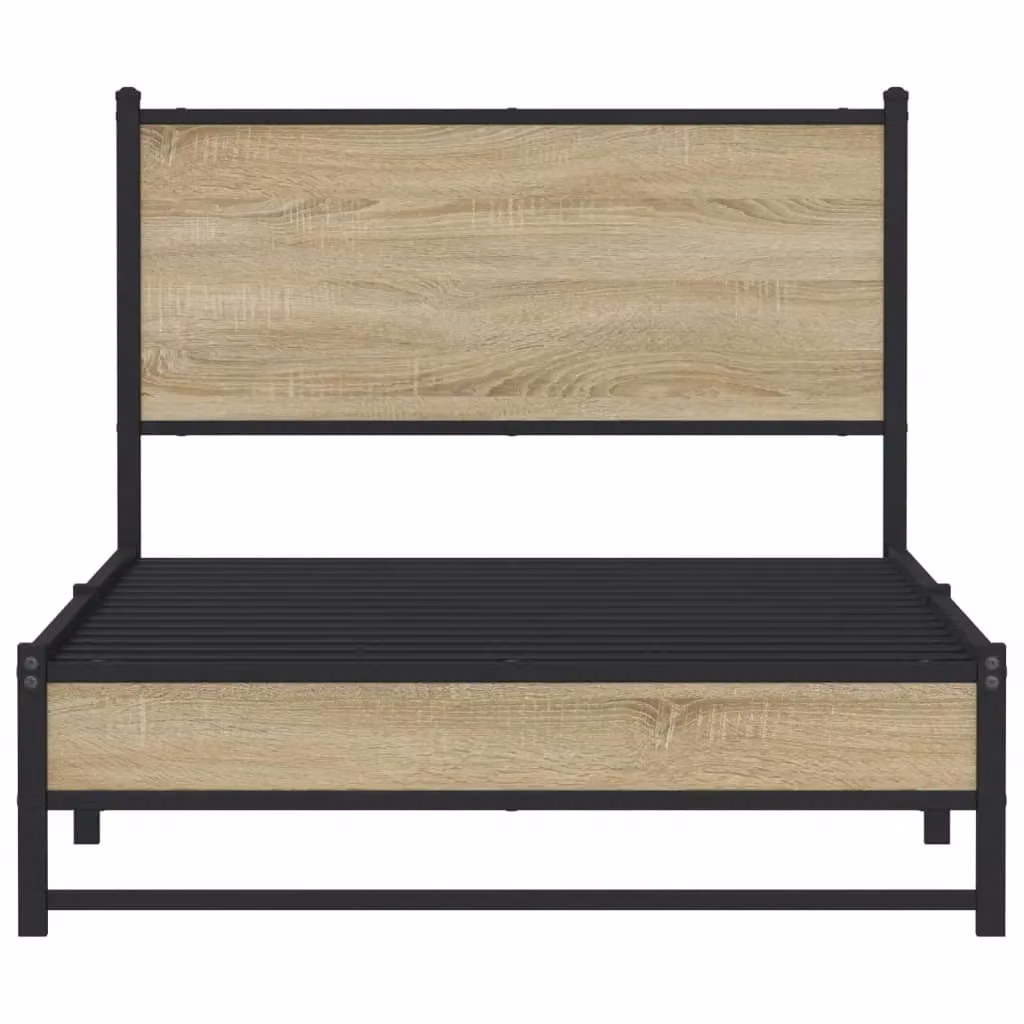 Berkfield Home Metal Bed Frame in Sonoma Oak Brown, W/D/H: 100 x 200 cm – 3