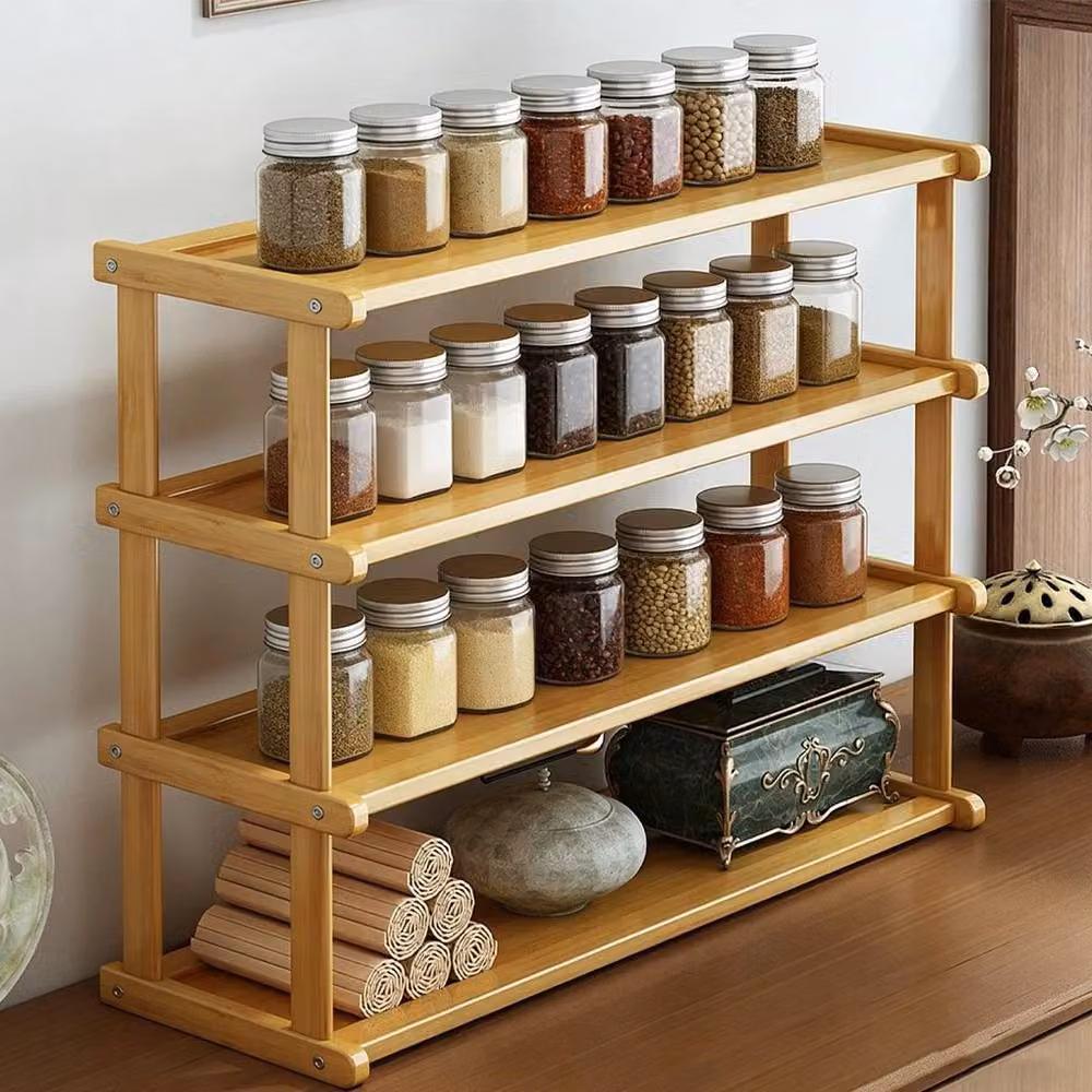 PAWNORA 4 Tier Wooden Coffee Station Organiser in Beige – 3