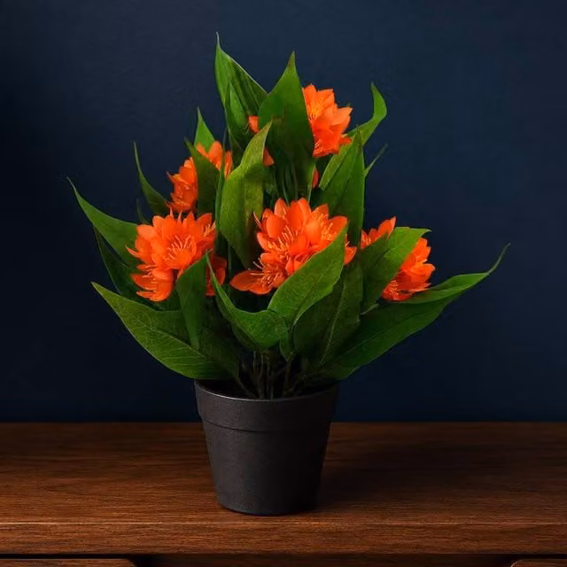 Botanik Artificial Orange Freesia Potted Houseplant