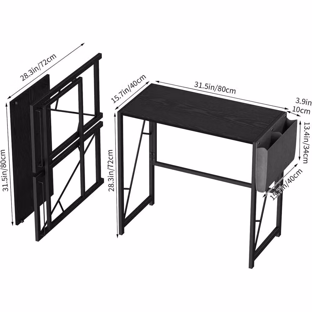 Havendro Black Folding Computer Desk for Home Office – 2