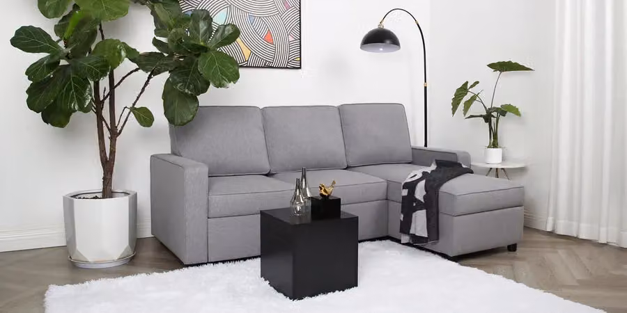 Home Garden Direct Selene L-Shape Corner Sofa Bed in Light Grey Linen Fabric, W: 210 cm, H: 86 cm, D: 160 cm – 5