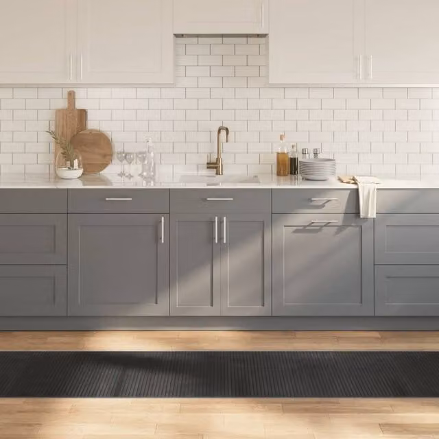 Berkfield Home Rectangular Bamboo Rug in Dark Grey, W: 60 cm, L: 1000 cm