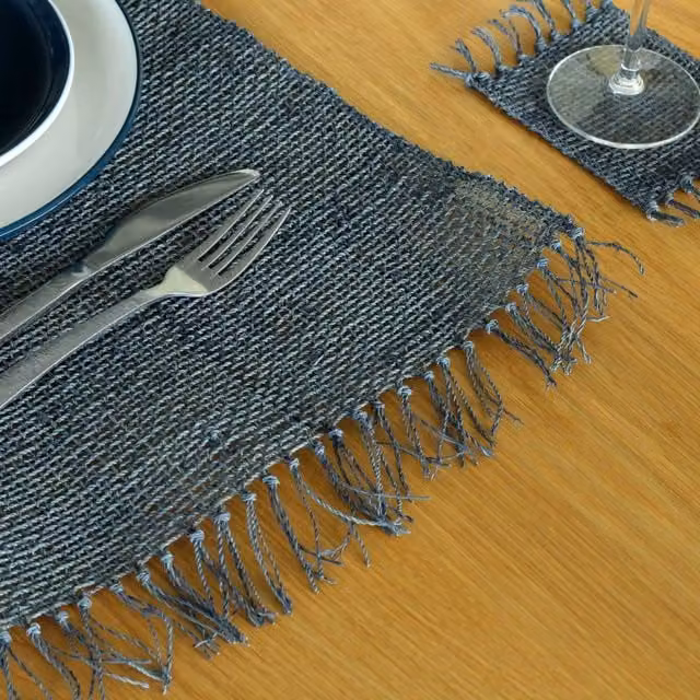 KDMK Handwoven Seagrass Rectangular Placemat in Grey, Black or Anthracite, W/D: 57 x 34 cm