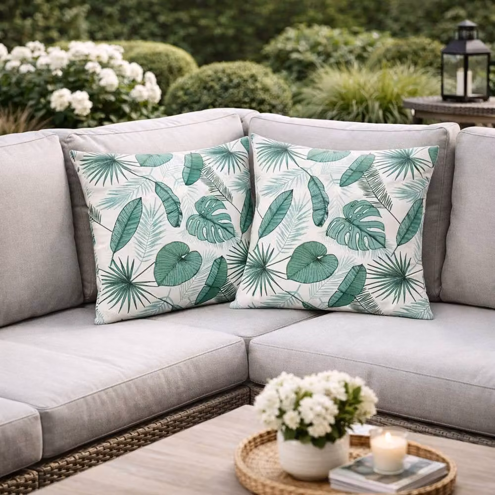 Gardenwize Pack of 2 Multicolour Floral Botanical Outdoor Square Scatter Cushions – 3