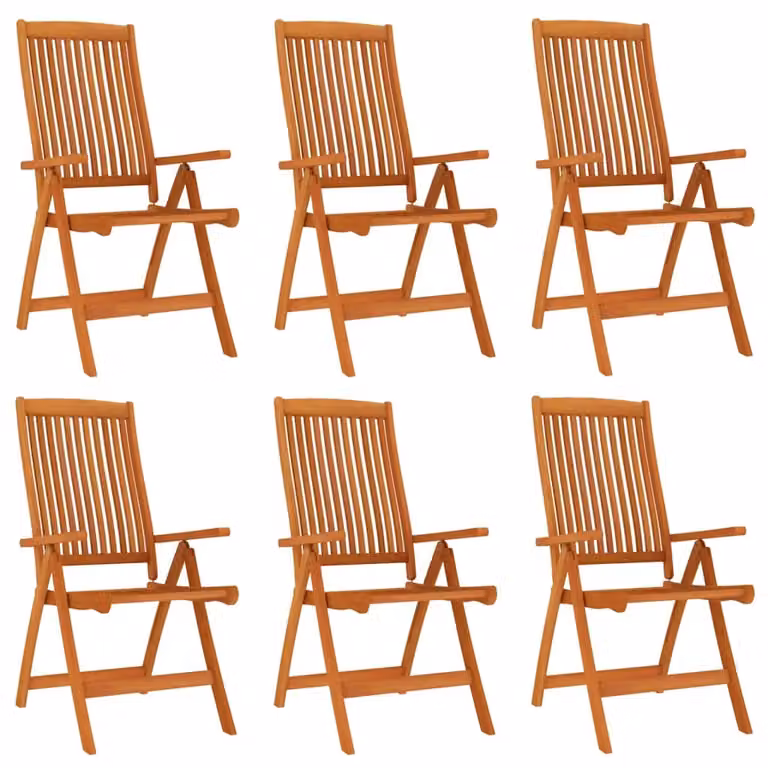 Berkfield Home Set of 6 Folding Garden Chairs in Brown Solid Eucalyptus Wood