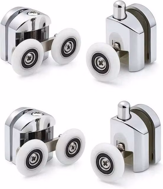 SPETLEK Pack of 4 Silver Shower Screen Door Roller Runners and Wheels