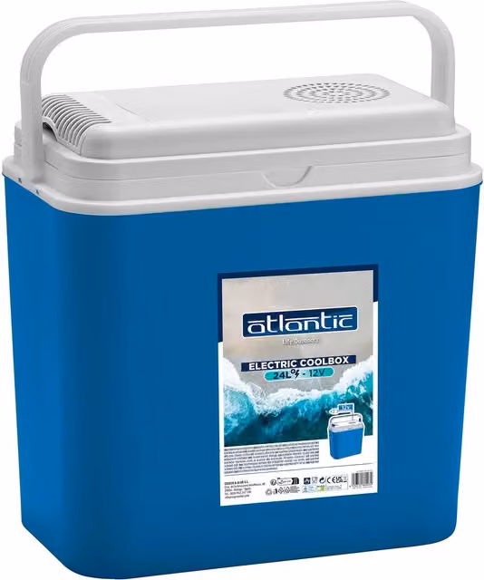 Atlantic 12V Electric Cool Box Food Cooler, Blue, 24l