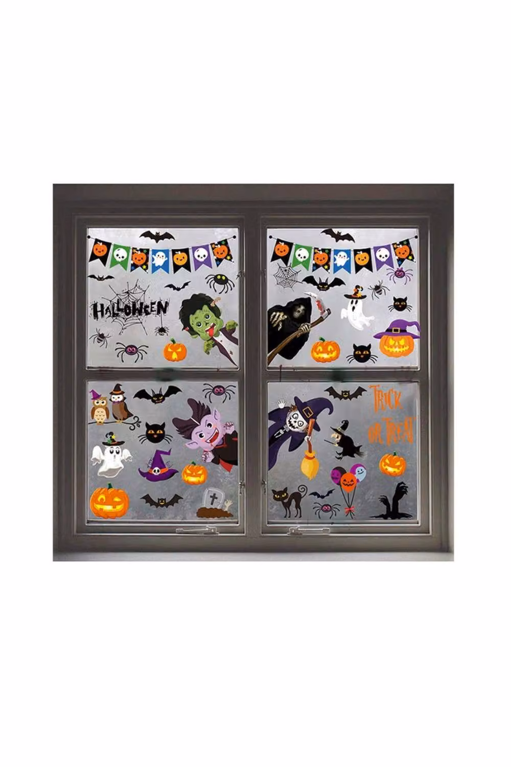 KDMD Halloween Witch Window Sticker Set, 9 Removable Multicolour PVC Sheets – 3