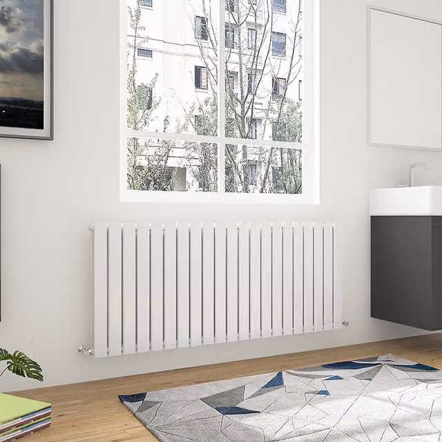 AicaBathroom Horizontal Flat Panel Steel Radiator in White, W/H: 142.8 x 60 cm