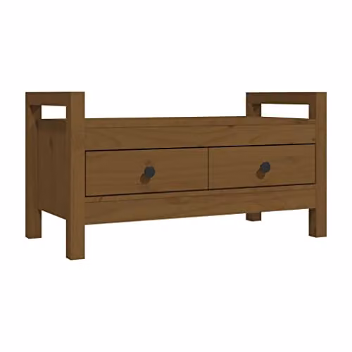 vidaXL Hall Bench in Honey Brown Solid Pine Wood, W: 80 cm, D: 40 cm, H: 43 cm