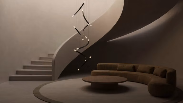 CTO Lighting Trace Free Fall Suspended Chandelier in Black and Transparent Glass and Metal