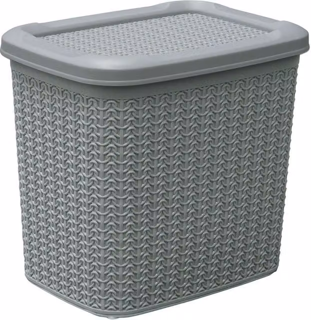 JVL Loop 10L Open Weave Plastic Storage Basket in Grey