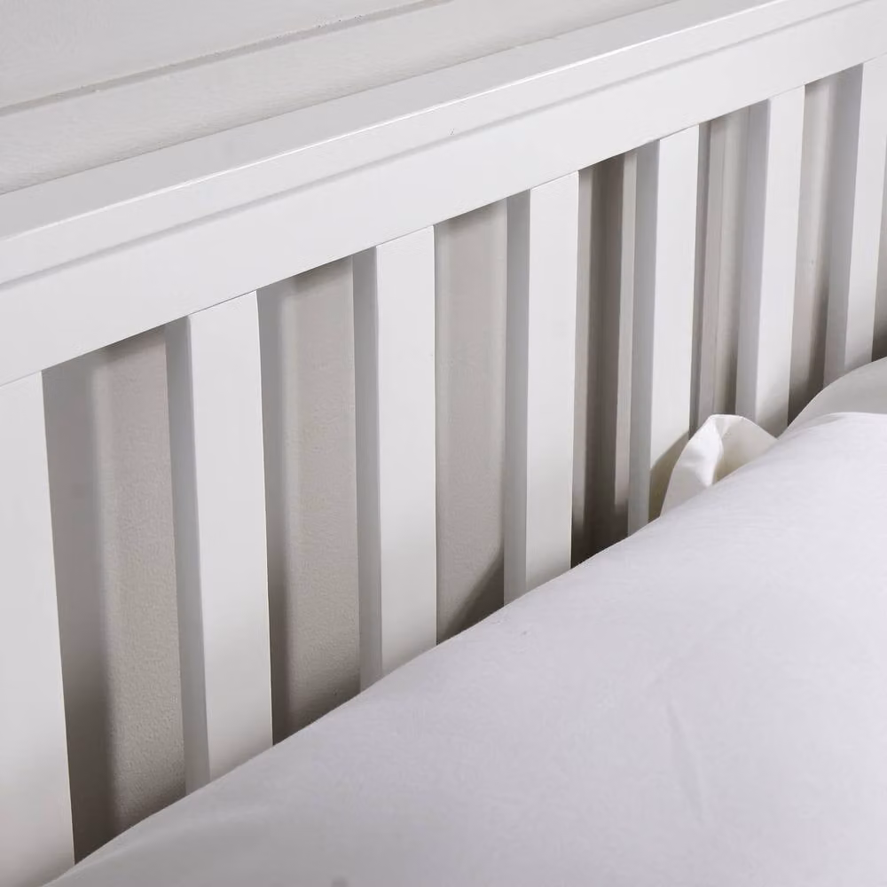 Home Source Small Double Solid Wood Pine Bed Frame with Slatted Base and Headboard in White, W/D/H: 120 x 200 cm – 2