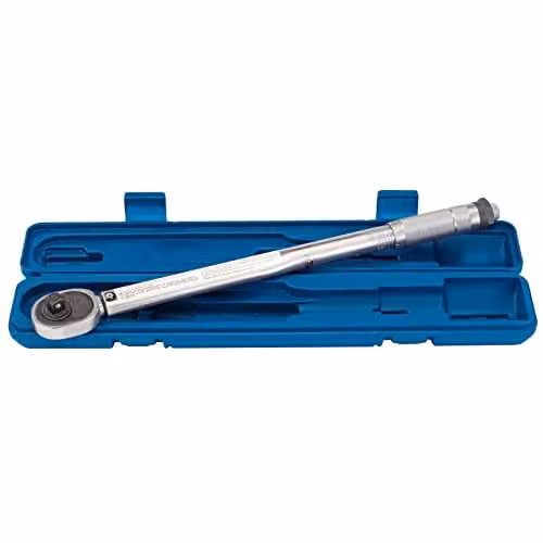 Draper 1/2 inch Square Drive Micrometre Reversible Ratchet Torque Wrench with Storage Case, Blue – 1