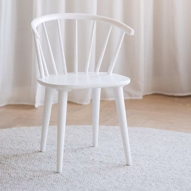 FWStyle Set of 2 Solid Wood Spindled Back Dining Chairs in White