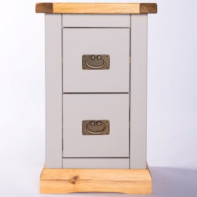 Cabinet Bits Bomporto 2 Drawer Petite Bedside Cabinet in Grey with Gold Details