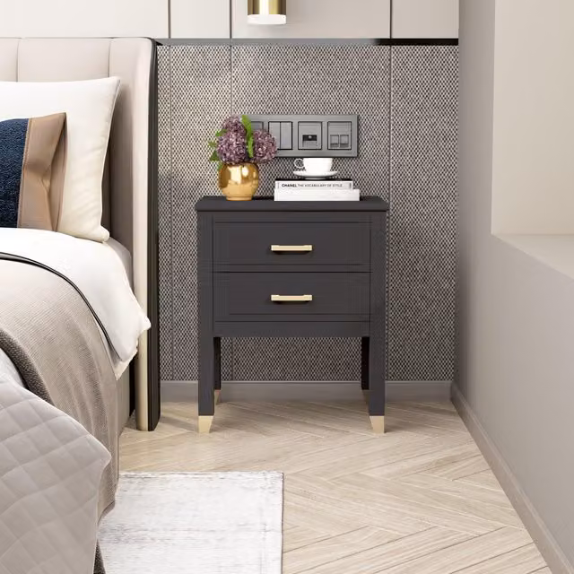 Cabinet Bits Palazzi 2 Drawer Bedside Table in Matt Dark Grey – 1