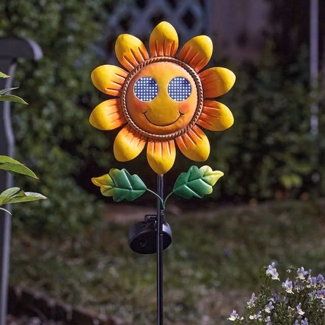 Marco Paul Yellow Solar Resin Sunflower Garden Ornament, Height: 80 cm – 1