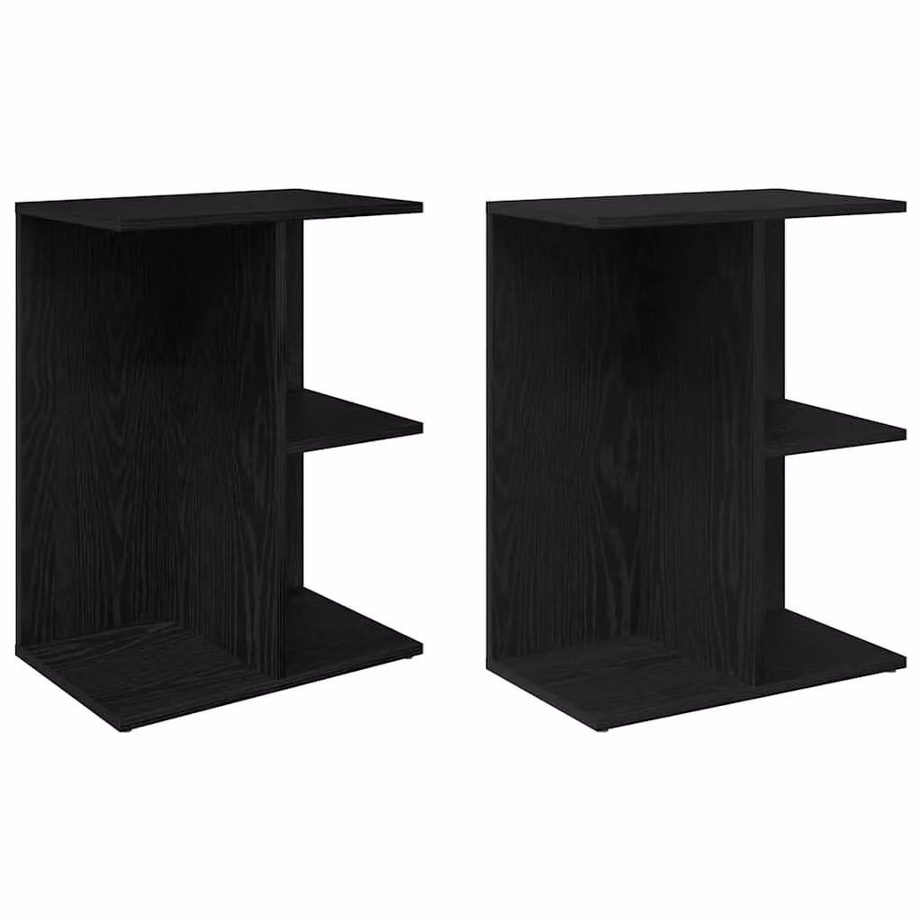 Berkfield Home Set of 2 Black Oak Bedside Tables, W/D/H: 46.5 x 29 x 61 cm – 2