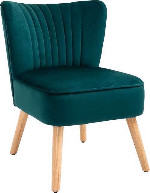 HOMCOM Modern Green Striped Fabric Accent Chair with Rubberwood Legs – 1