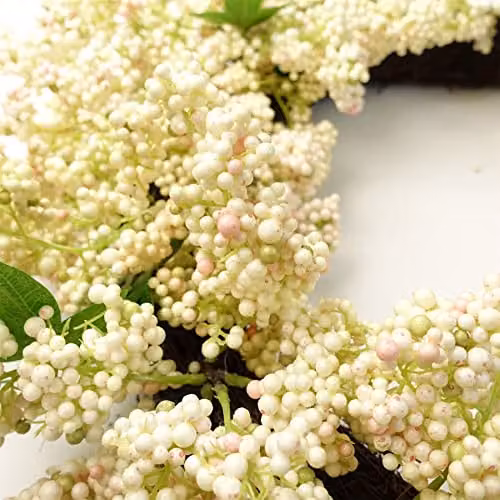 Leaf Hanging White Floral Berry Wreath, Diameter: 55 cm – 4