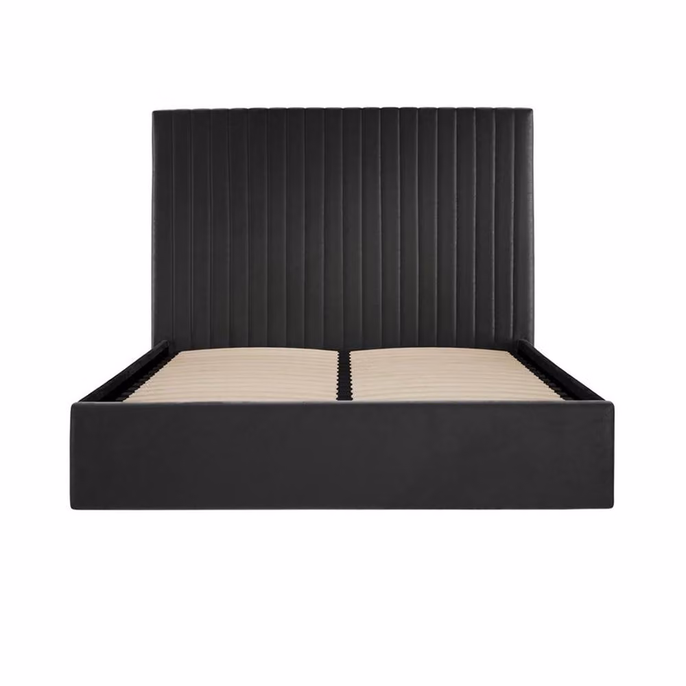 Lemon Pavilion Furniture Berlin Tall Ottoman King Size Bed Frame, Black Velvet, W/D/H: 180 x 200 x 168.5 cm – 2