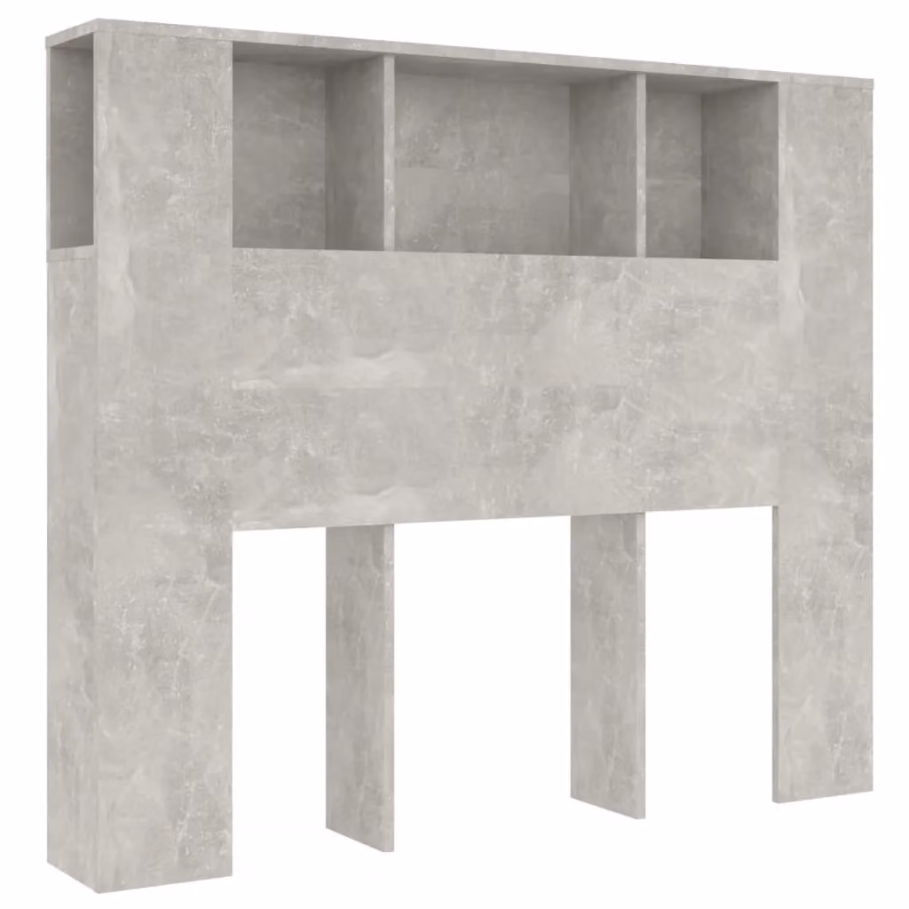 Berkfield Home Modern Wall Mount Headboard Cabinet with Integrated Shelf, Grey, W: 120 cm, D: 18.5 cm, H: 104.5 cm – 2