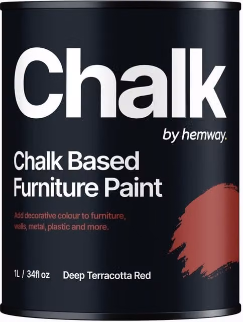 Hemway Chalk Based Furniture Paint in Flat Matt Deep Terracotta Red, 1 l