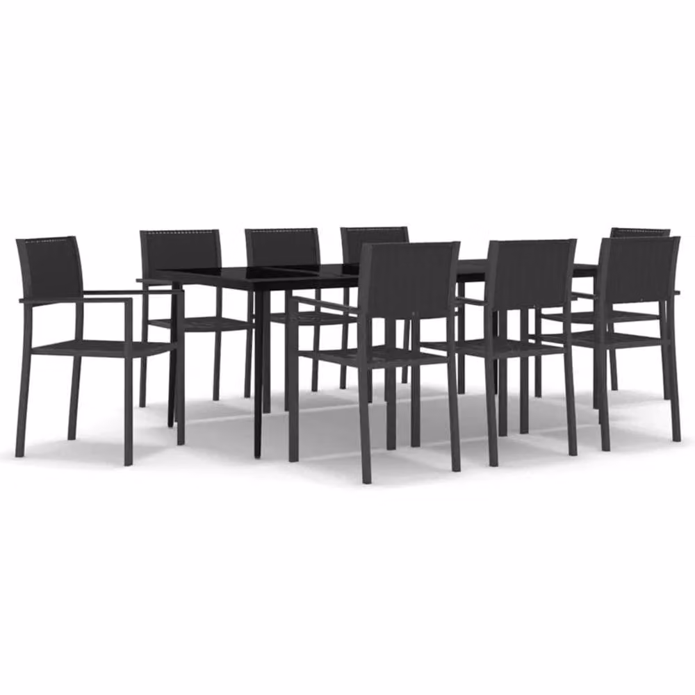 Berkfield Home 9 Piece Black Modern Garden Dining Set – 3