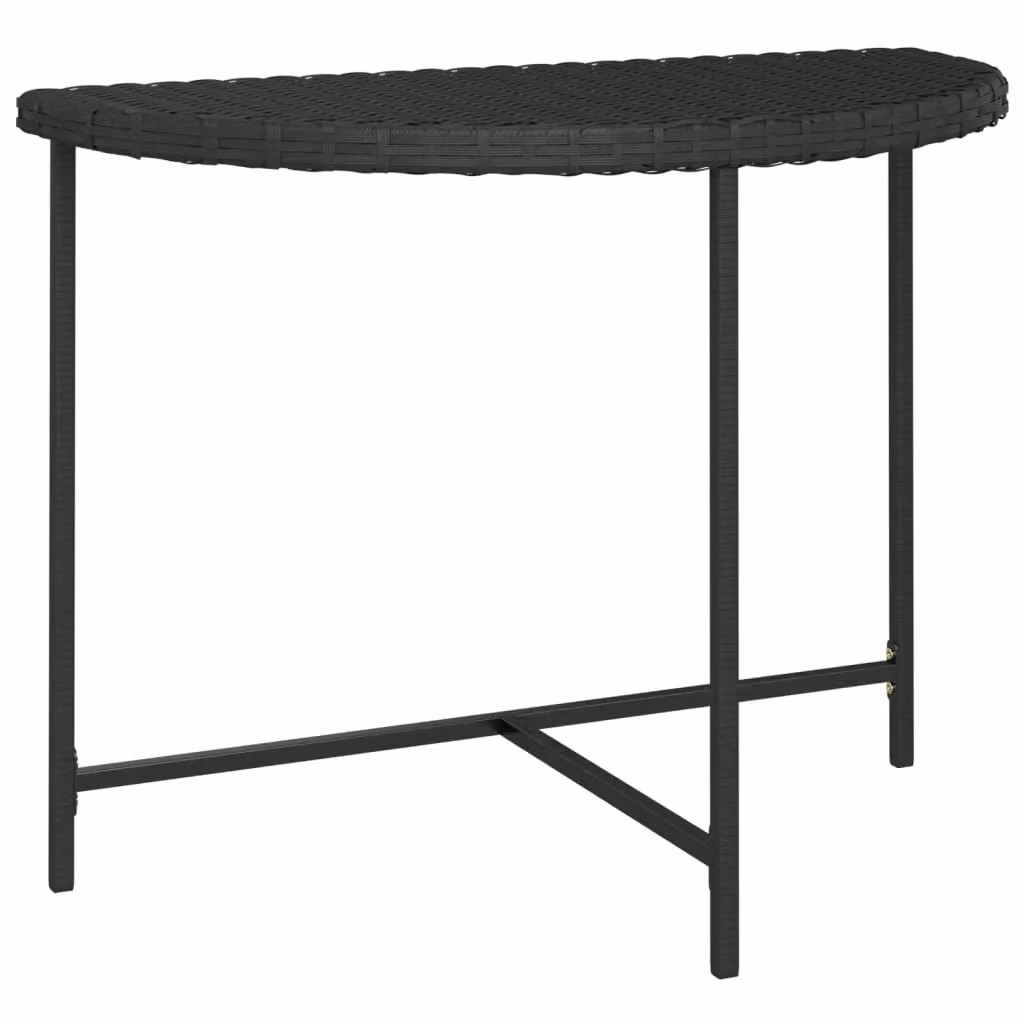 Berkfield Home Modern Black Poly Rattan Garden Table W/D/H: 100 x 50 x 75 cm – 2