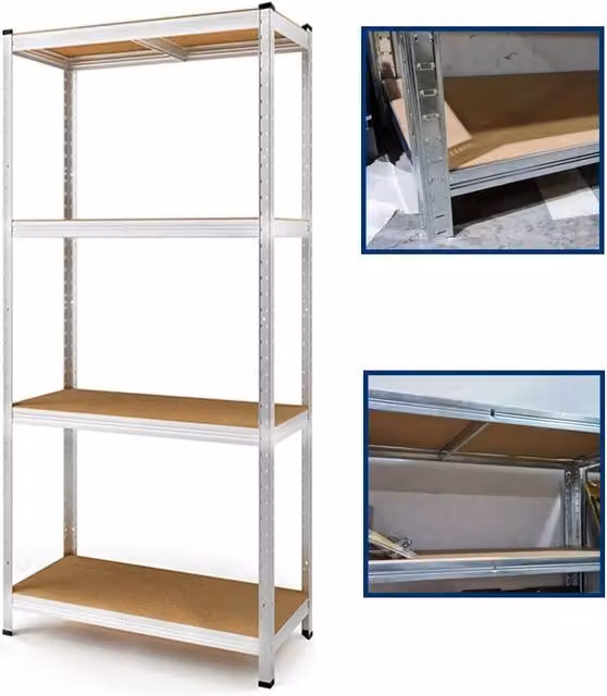 SPETLEK Heavy Duty Garage Shelving Storage Unit in Silver, W/H: 90 x 180 cm – 1