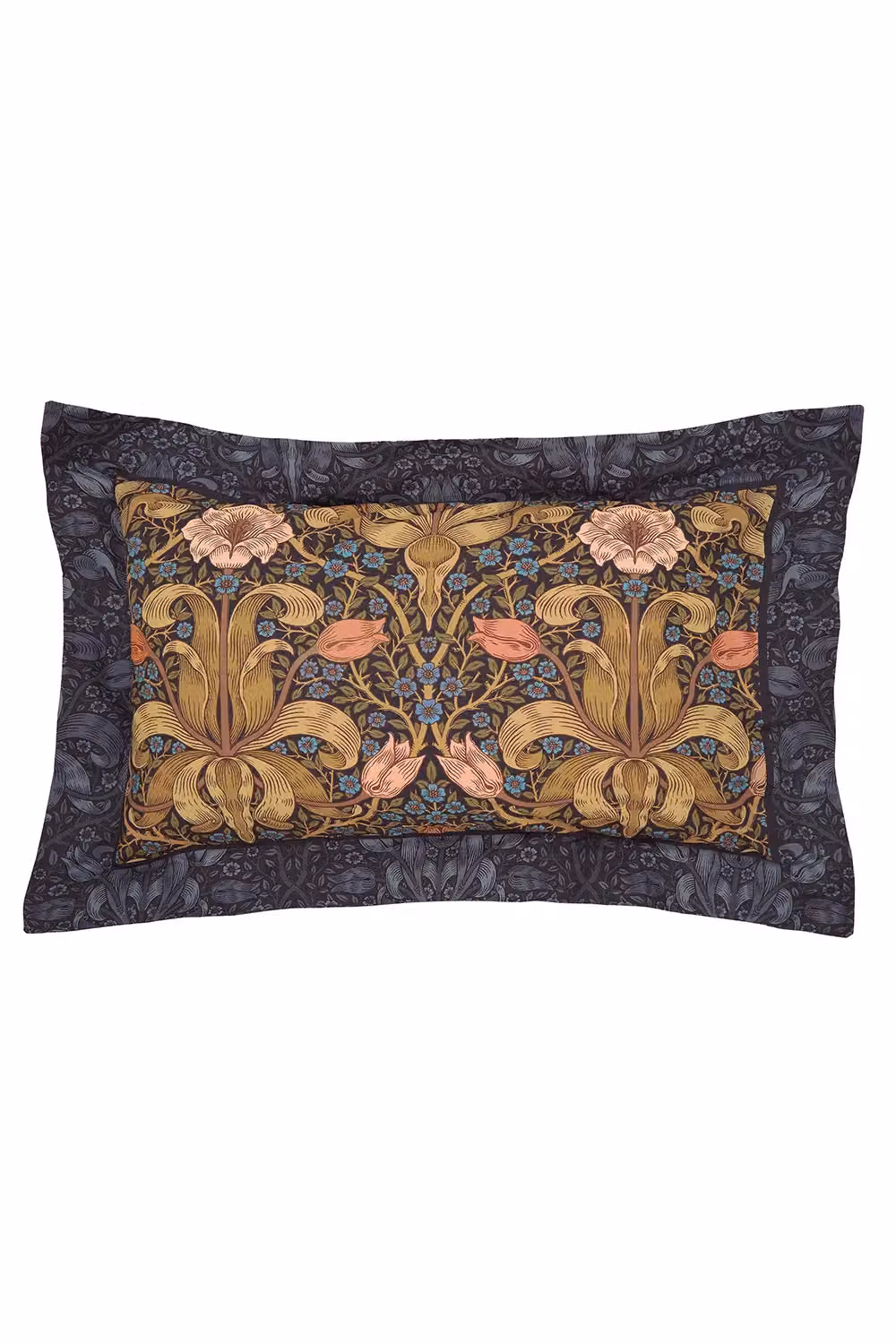 Morris & Co Spring Thicket Reversible Floral Cotton Percale Duvet Cover and Pillowcase Set, Blue, W: 180 cm, L: 200 cm – 2