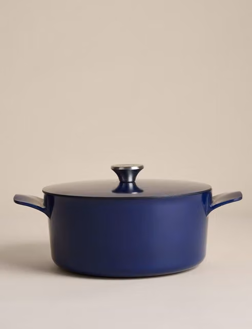 M&S Cast Aluminium 5L Casserole Dish in Cobalt Blue