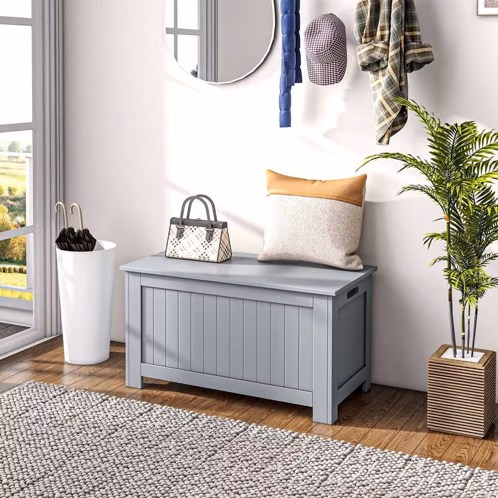 Wyld Haus Grey MDF Storage Chest with Safety Hinged Lid, W/D/H: 81 x 40 x 46 cm – 4