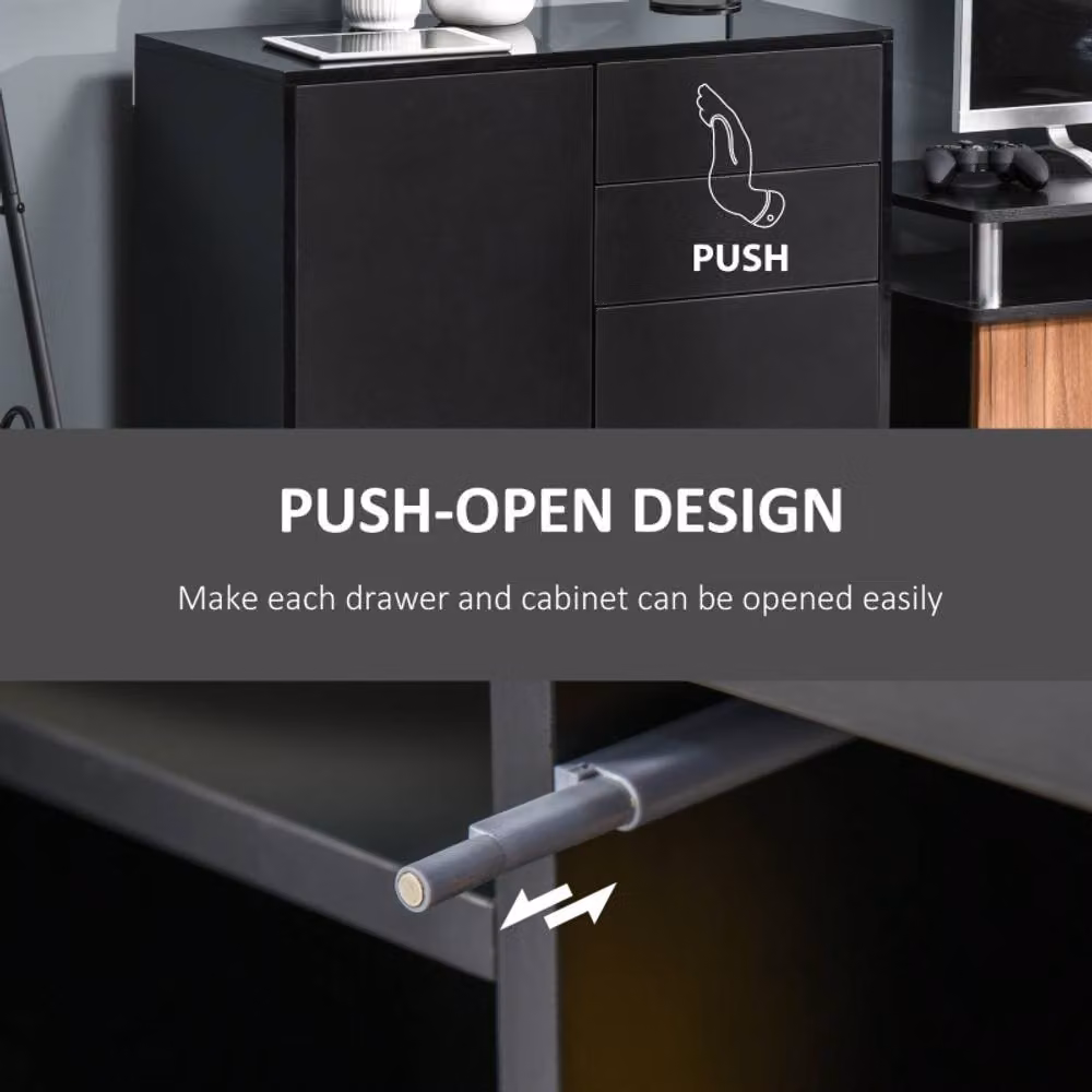 STILVORA Modern Black Sideboard with Push-Open Design – 8