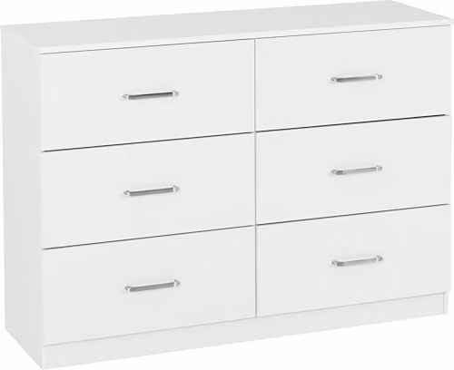 Seconique Dakota 6 Drawer Chest in White, H 110 x W 81 x D 36 cm