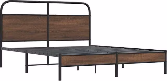 Berkfield Home Elegant King Size Bed Frame in Brown Oak Wood, W/D/H: 150 x 200 cm – 1