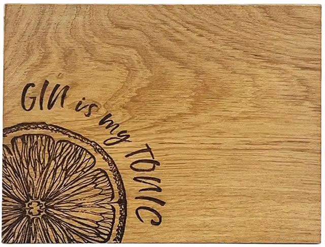 Selbrae House Gin Is My Tonic Oak Bar Board in Light Oak, Brown, W: 200 cm, D: 1500 cm – 1