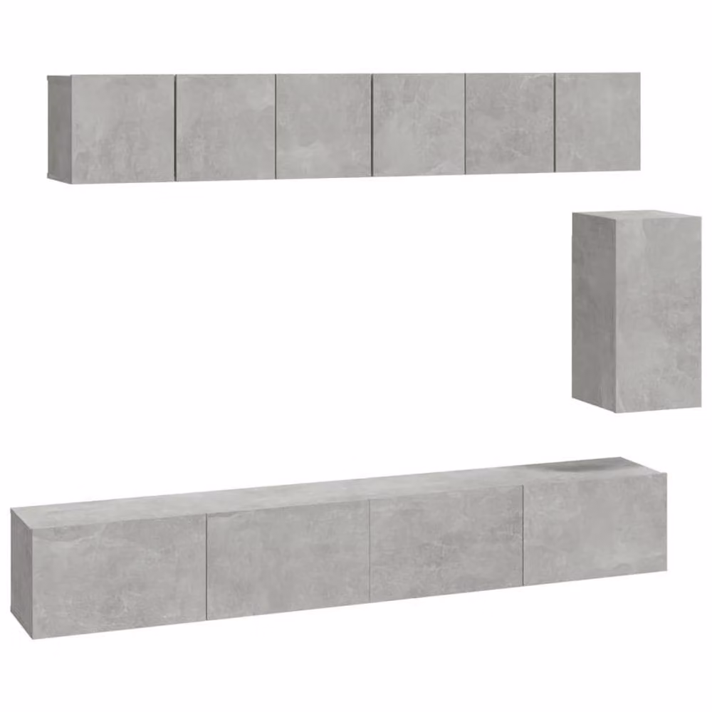 Berkfield Home Classic 6 Piece TV Cabinet Set in Concrete Grey Matt MDF – 3