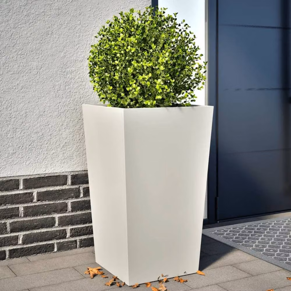 Berkfield Home Garden Steel Column Planters, White, 2 Pieces, W/D/H: 45 x 45 x 75 cm – 2