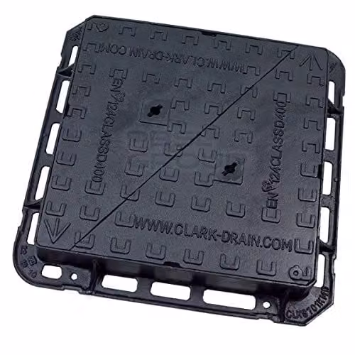 Clark-Drain Black Ductile Iron Manhole Cover W/D/H: 600 x 600 x 600 mm